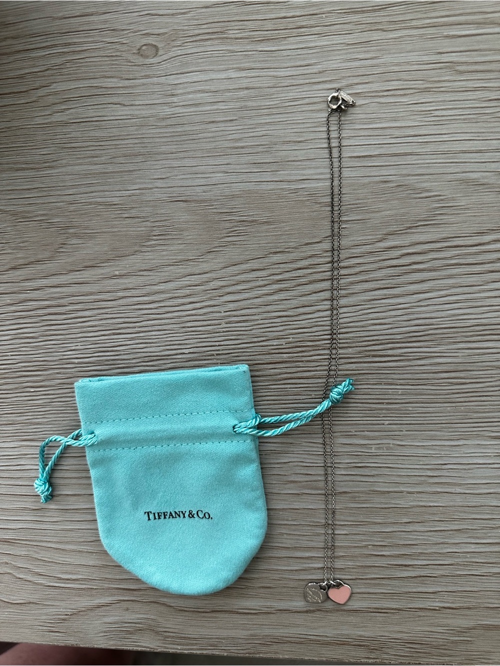 Tiffany & Co. Sterling Silver Necklace with Pink Enamel Heart Charm - Picture 6 of 9